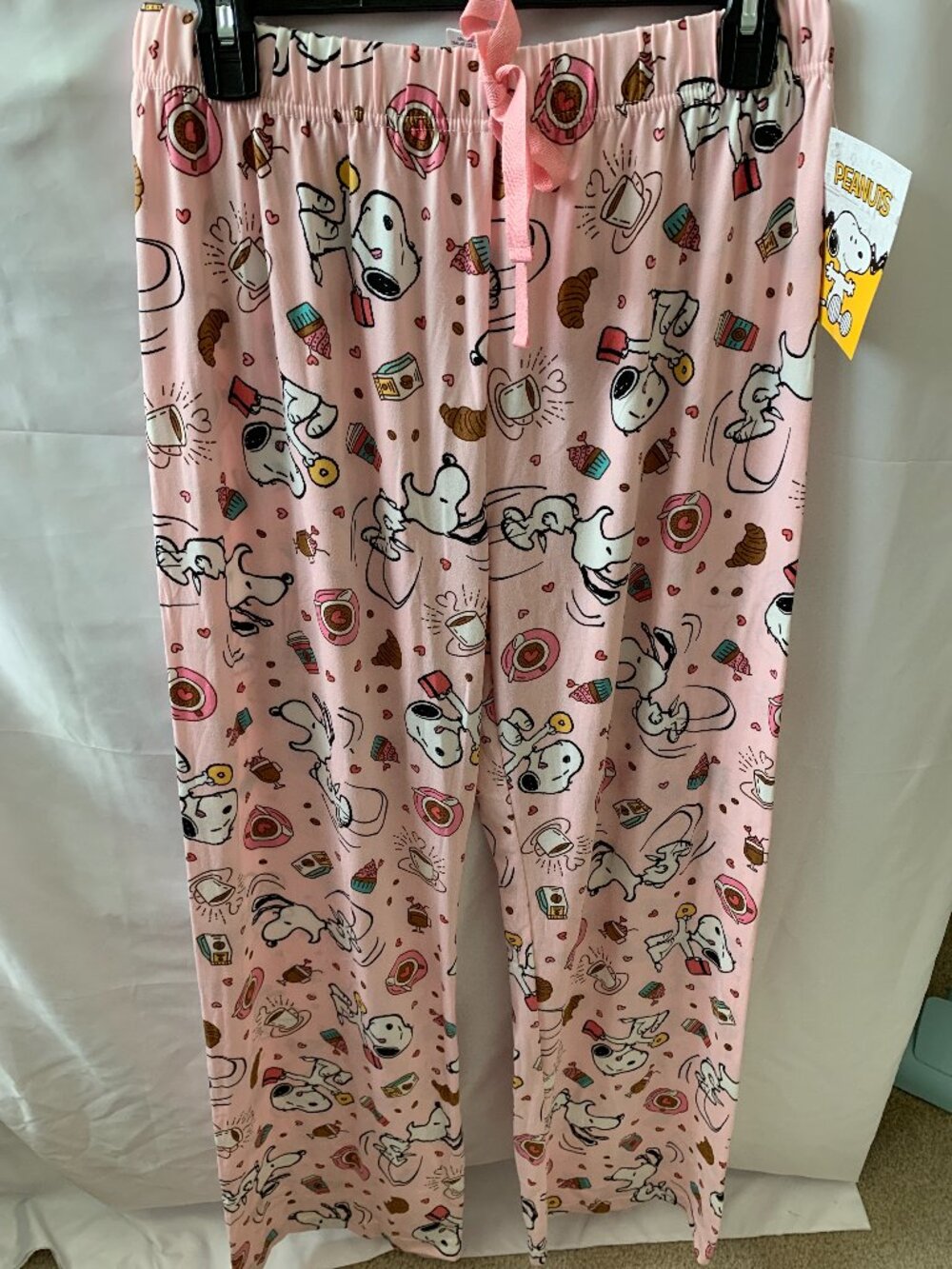 PEANUTS Snoopy Breakfast Time Lounge Sleep Pants in Pink Multi Sz LARGE